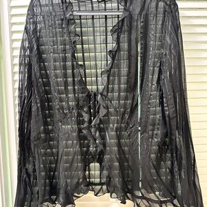 Notations sheer shrug tie-front top Women’s Plus size 2x-3x
